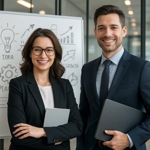 Hombre y Mujer relacionada con emprendimiento corporativo Hombre y Mujer relacionada con emprendimiento corporativo