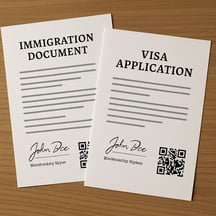 Imagen de IA. Documentos que deben estar notariados con firma electrnica y cdigo QR para trmites migratorios