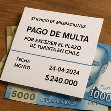 Imagen de IA. Pago de multa por exceder el plazo de turista en Chile.