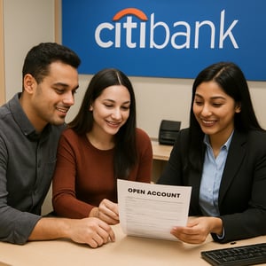 Personas abriendo cuenta bancaria en citybank Personas abriendo cuenta bancaria en citybank